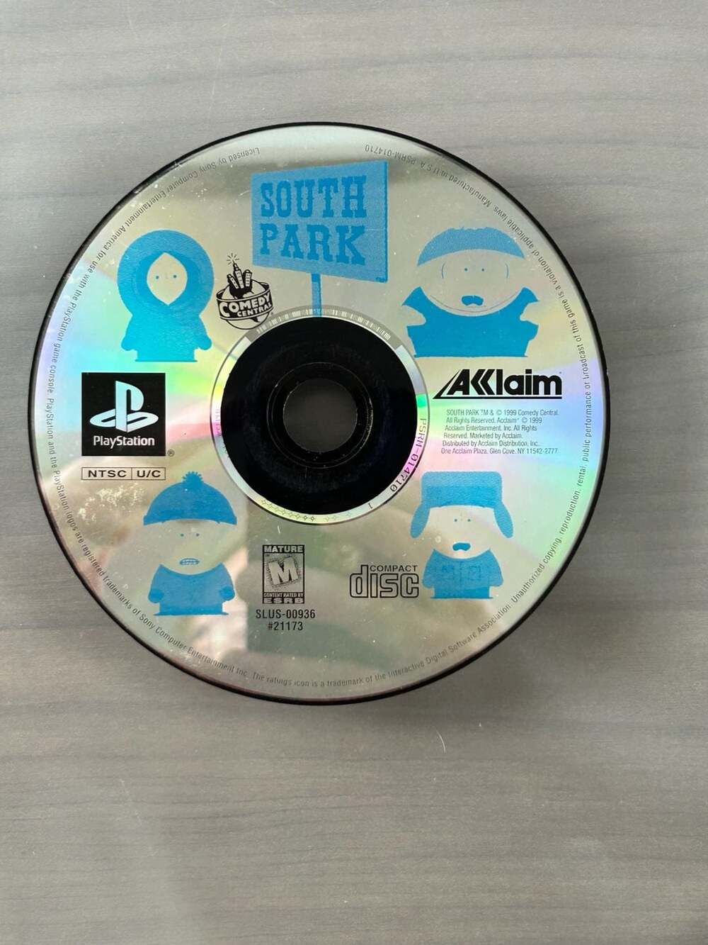 South Park PS1 PlayStation 1 SLUS-00936 Acclaim Disc Only Untested